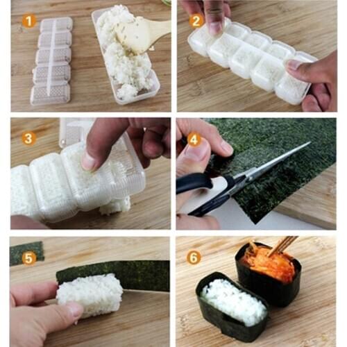 5 Cells DIY Mini Japanese Sushi Roll Rice And Vegetable Rolls Mold Meat Ball Maker Sushi Onigiri Tool Kitchen Gadgets Food Grade