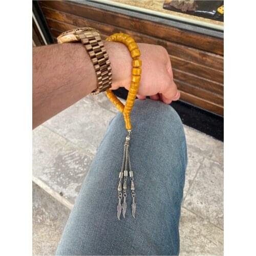 Mustard Tonunda Wrist Size Iran Tortoiseshell Prayer beads Material: Compressed Pres Amber · Tassel: Color Are Not Special Metal Plated