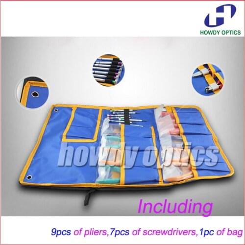 DH09HC Optical Repair Tools Eyeglasses Tool Set Kit 7pcs Screwdrivers 9 Pliers 1PD Ruler