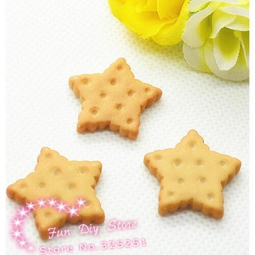 Resin star cookies imitation food Cabochon Flat back decoration 50pcs/lot 22mm