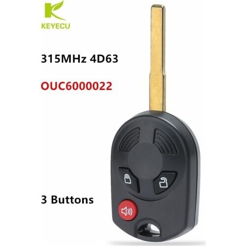 KEYECU 3Button Replacement Remote Head Key Fob 315MHz 4D63 80 Bit for Ford Escape Transit Connect 2014-2017 FCC: OUC6000022