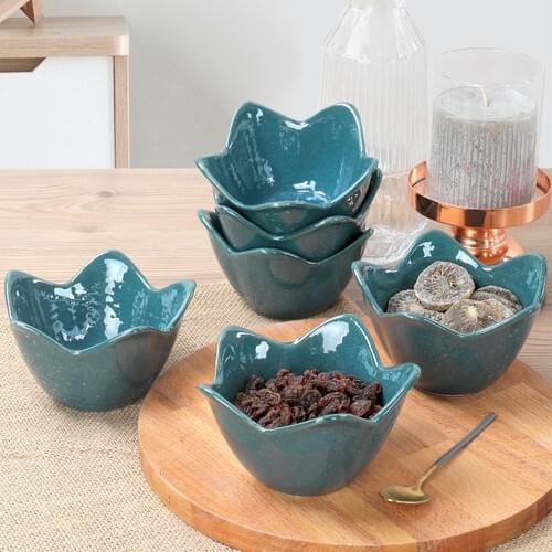 Fashion woman eat kitchen gift plate chat bowl tea Green Lily Snack Bowl 12 Cm 6 Pcs