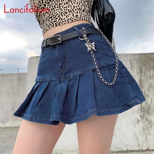 Sexy Micro Denim Skirt Women Pleated High Waist Korean Skater Skirt Laides 2020 Mini Jeans Skirt Egirl Y2k Kawaii Cute Miniskirt