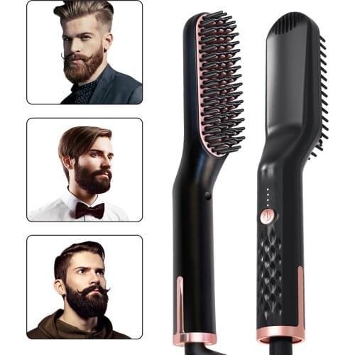 Hair Comb Brush Beard Straightener Multifunctional Hair Straightening Comb Hair Curler Quick Beard Hair Styler For Men