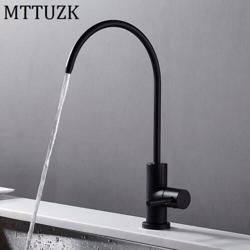 MTTUZK Brass pure water faucet straight drinking water single cold water faucet Deck mounted black kitchen faucet Pure water tap
