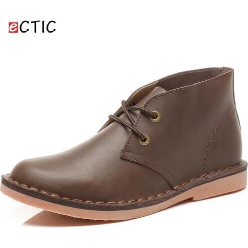 ECTIC 2019 Cowboy Gentleman Winter Men Riding Boots High Top Warm Genuine Leather Thick Bottom Hombres Botas Zapato Calcado