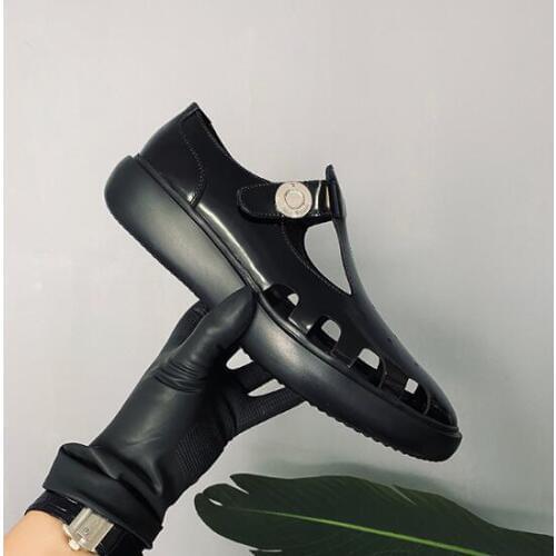 High top summer men shoes black increase platform shoes fashion shoes for men buckle casual men sandals