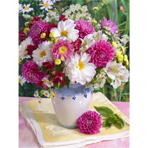 Flower Rose DIY Embroidery Cross Stitch 11CT Kits Needlework Craft Set Cotton Thread Printed Canvas Home Decoration Sale