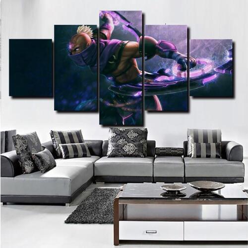 Canvas Printed Wall Art Poster 5 Piece Dota 2 Game Painting Modern Home Decor Modular Picture Frame For Living Room Framedwork