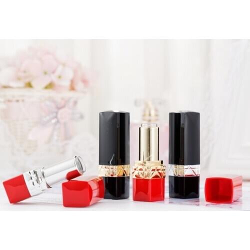 New design 12.1mm Red and Black Square lipstick tubes multicolor lipstick empty tube lip blam tubes packaging material wholesell