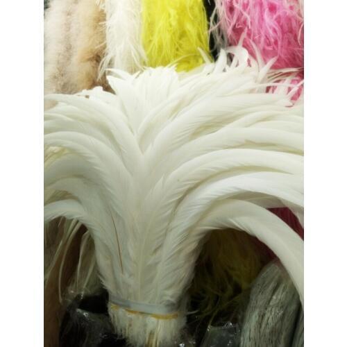 Wholesale perfect 500pcs high quality natural pure white Rooster tail feathers 14-16inch/35-40cm Decorative diy