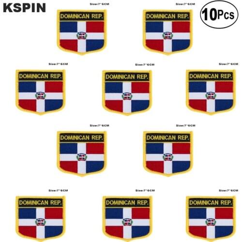 Dominican Rep. Flag Embroidery Patches Iron on Saw on Transfer patches Sewing Applications for Clothes in Home&Garden