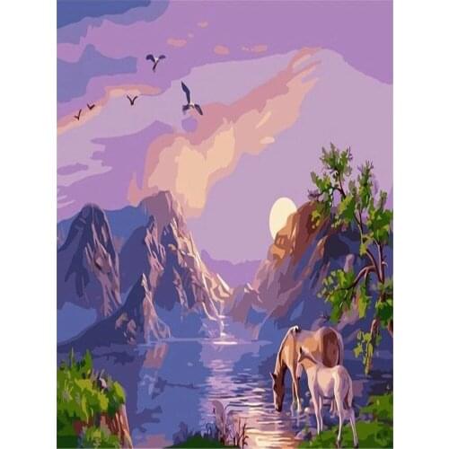 Landscape Scenery DIY 11CT Cross Stitch Embroidery Kits Needlework Craft Set Printed Canvas Cotton Thread Home Sale