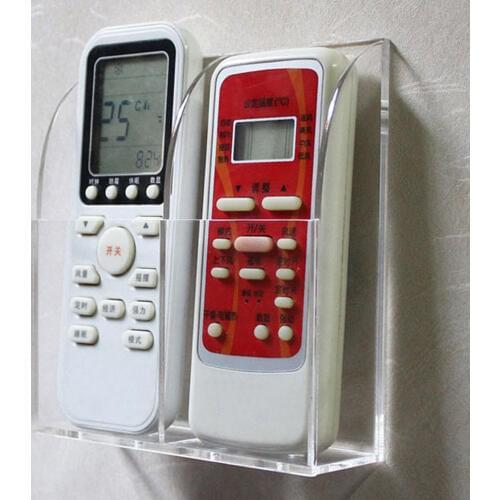 NC 2-Slot Clear Acrylic Home Wall Mounted Desk TV Air-conditioner Remote Control Storage Holder Organizer Stand Protection Bag