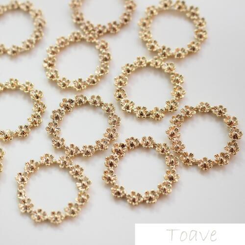 Spring Small Flower Circle Copper Plated 18K Real Gold Color DIY Materials Accessories