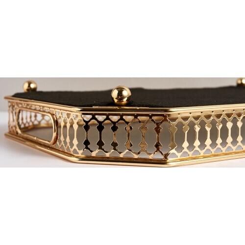 Rectangular MIRROR SERVING TRAY Metal Vanity Food Platter Wedding Decor Tray