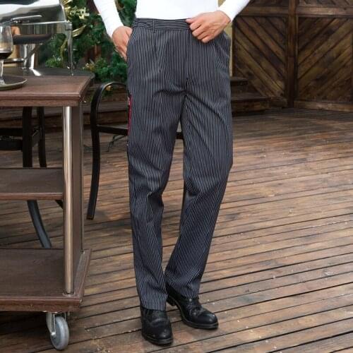 Food Service Chef Work Pants Autumn Hotel Kitchen Cook Pants Checked Striped Chef Unisex Trousers Loose Comfortable Plus Size