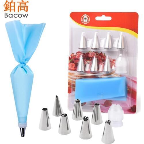 9 PCS/Set Silicone Pastry Bag Tips Kitchen DIY Icing Piping Cream Reusable Pastry Bags +7 Nozzle Set Cake Decorating Tools