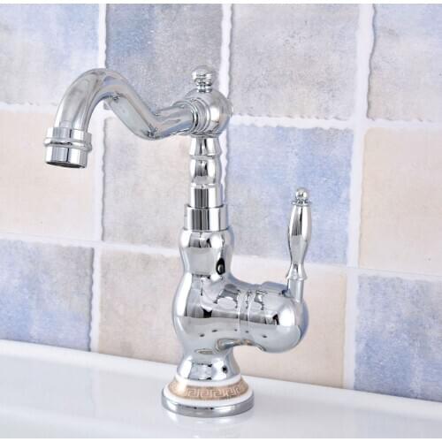 Modern Polished Chrome Single Handle Bathroom Sink Mixer Faucet Rotation Bathroom Kitchen Hot and Cold Water Taps Nsf677