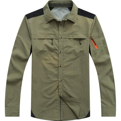 Sports Breathable Fishing Trekking Camping Thin Splice Clothing Mens Summer Hiking Shirts Quick Dry Outdoor