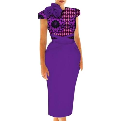 Vestidos African Women Dresses 2019 New Fashion 3 Rose on shoulder African Clothing Dashiki Plus Size Sexy Party Dress WY5239