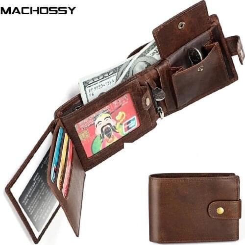 Vintage Men Wallets Cow Genuine Leather Wallet Coin Pockets Purse Short Wallet Genuine Leather Card Holder Hasp Wallets