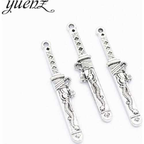 YuenZ 10 pcs Antique Silver color double-edged sword Charms Metal Pendant Fit DIY bracelet necklace earring 21*19mm J328