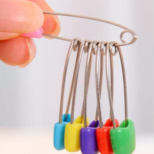30 pcs Plastic Head Safety Pins Infant Kids Cloth Nappy Locking Brooch Buckles 2 Size Colorful Safety Pins Supply