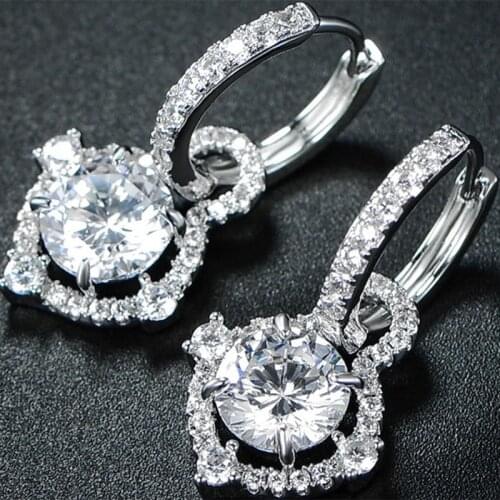 925 Sterling Silver Two Wear Methods Small Circle Rhinestone Earrings Women Unique Design Fashion Light Luxury Jewelry