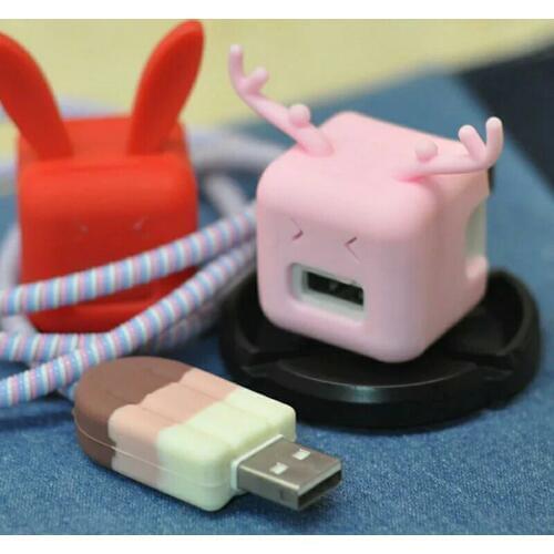 1 pcs Cable Bite charger Protector for Iphone cable Winder Phone holder Accessory Animal doll funny Dropshipping Christmas