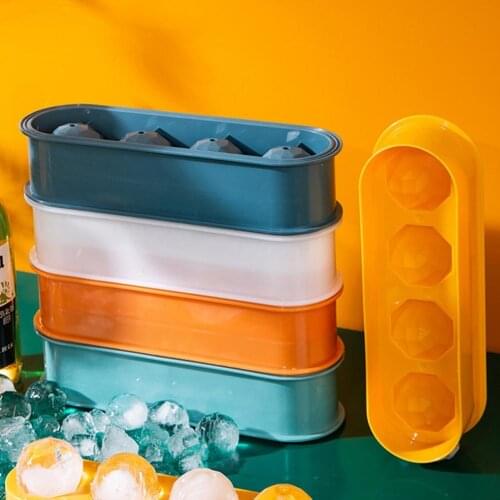 1pc Cocktail Whiskey Ice Ball Maker Tray 4 Large Silicone Ice Molds DIY Round Mould Kitchen Bar Accessories Supplies dropship