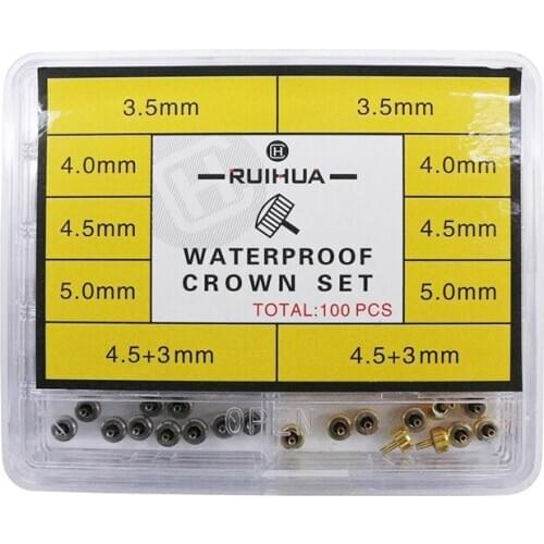 100pcs/box Assort Size Watch Crown Parts,3.5mm~5mm 4.5mm Long Tube Watch Crown Replacement Parts For Watchmaker