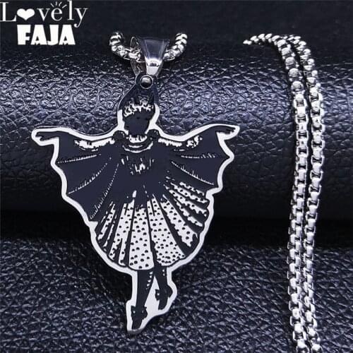 2021 Bat Girl Stainless Steel Chain Necklaces for Women/Men Black Statement Necklace Jewelry collar acero inoxidable NXS02