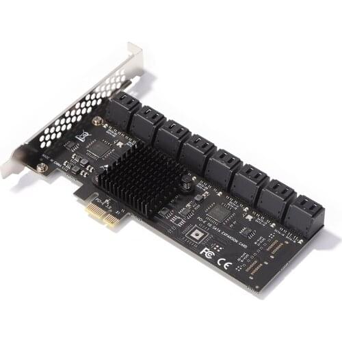 Controller Adapter Workstations Servers Adapter 16 Port 6Gbps PCI-Express X1 to SATA 3.0 Expansion Card