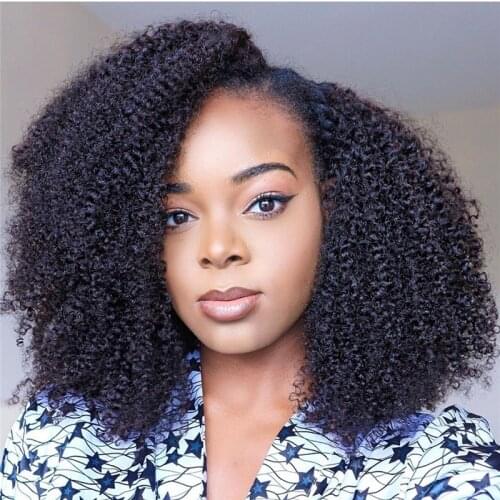 Afro Kinky Curly Wig U Part Wig For Black Women Virgin Human Hair 250 Density Glueless Wig 4b 4c Curly Half Wig U Opening Wig