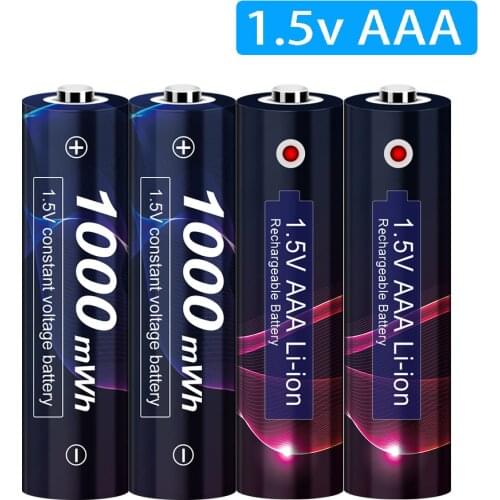 AJNWNM 100% Original AAA Battery 1.5V Li-ion AAA Rechargeable Batteries 1000MWH 3A aaa flashlight battery with 2PC AAA/AA Batter