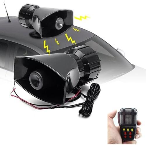 7 Sound Loud Car Warning Alarm Police Fire Siren Air Bugle PA Speaker 12V Siren Air Horn Megaphone Car Horn