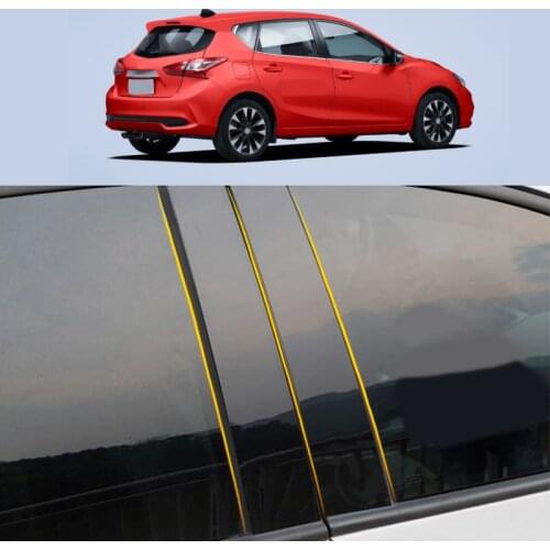 Car PC Material Pillar Post Cover Door Trim Window Piano Black Molding Sticker Plate 8pcs For Nissan Tiida Hatchback 2011-2020
