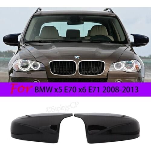 Bright black / ABS 2x rearview mirror cover X5 X6 car side mirror cover cover For BMW X5 X6 E70 E71 shell replacement 2008-2013