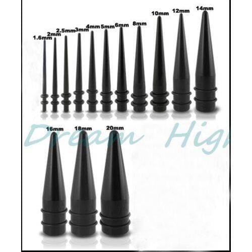 Black Acrylic Ear Piercing Tapers Ear studs Ear Expander Fashion Earring 140pcs/lot Free Shipping Stretchers Sets Wholesal