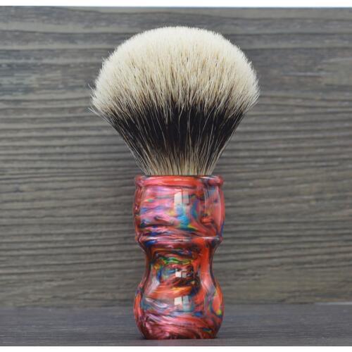 Dscosmetic 24mm red galaxy fan shape two band badger hair knot shaving brush for man