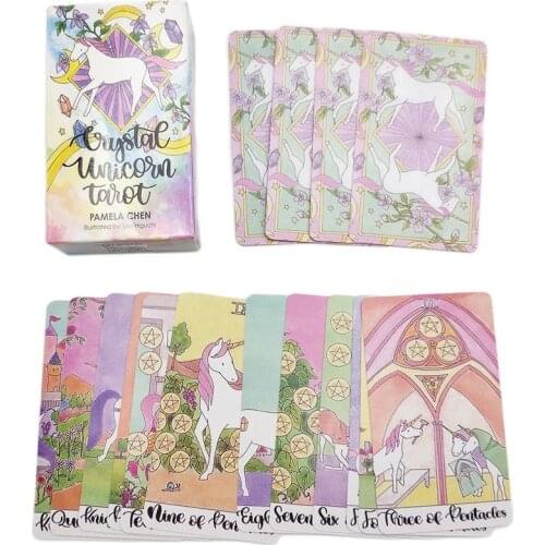 Crystal Unicorn Tarot Cards Divination Fate Gameplay Oracle Tarot Deck 78 Cards Friend Party Entertainment Board Game