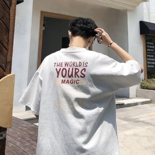 High Street T-shirt Black White Letter Printed Short Sleeves and Loose New Dark Hip-hop Dancing Oversized T Shirt Women