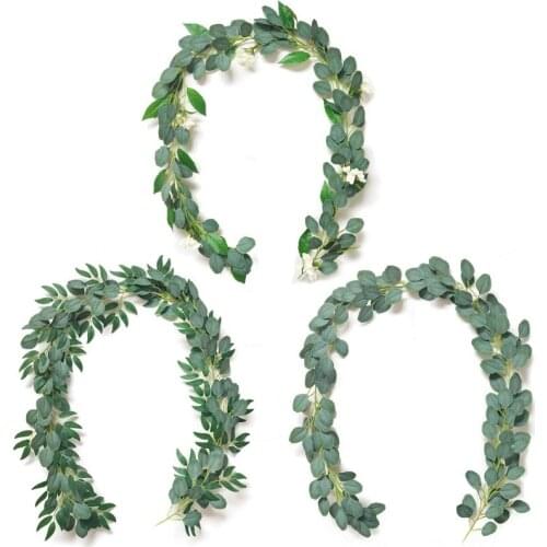 2m Length Rattan Eucalyptus Leaves Artificial Plants Garland For Birthday Party Wedding Supplies Home Decor
