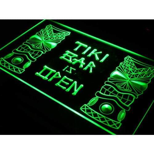 I573 Tiki Bar is OPEN Mask Display NR LED Neon Light Light Signs On/Off Switch 20+ Colors 5 Sizes