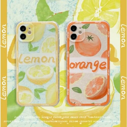 Ins cute Girl Gift Lemon orange Bumper shockproof soft silicone case for iPhone 11 12 Pro Max Mini XR X XS 7 8 Plus SE 2 Cover