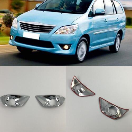 JanDeNing 2pcs ABS Chrome Front Light Fog Lamp Frame Cover Trim Refit For Toyota Innova 2012-2014