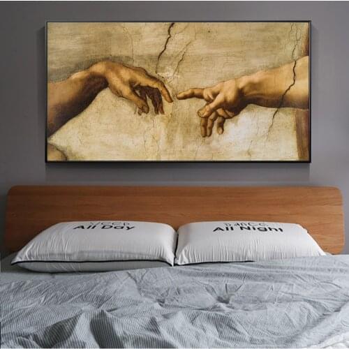 Hands Creation Of Adam Canvas Paintings Reproductions Classical Famous Canvas Wall Art Prints For Bed Room Wall decor Pictures