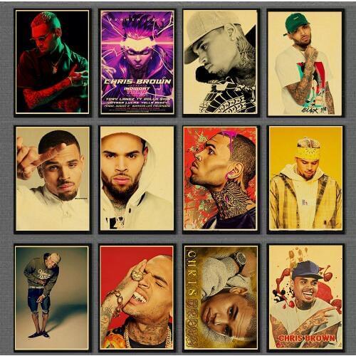 Chris Brown music star home decoration retro poster wall art Kraft Paper Wall Art Home Room Decor Painting