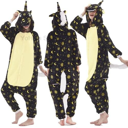 2021 Women Unicorn Totoro Onesies Kigurumi Unisex Winter Warm Kids Nightwear Anime Costumes Adults Flannel Sleepwear Pajamas